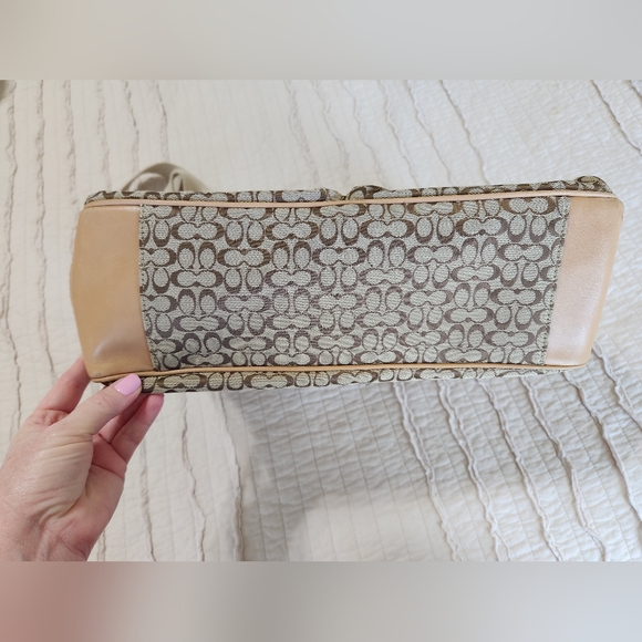 Coach Signature Print Lap Top Messenger Bag, Tan - Picture 13 of 16